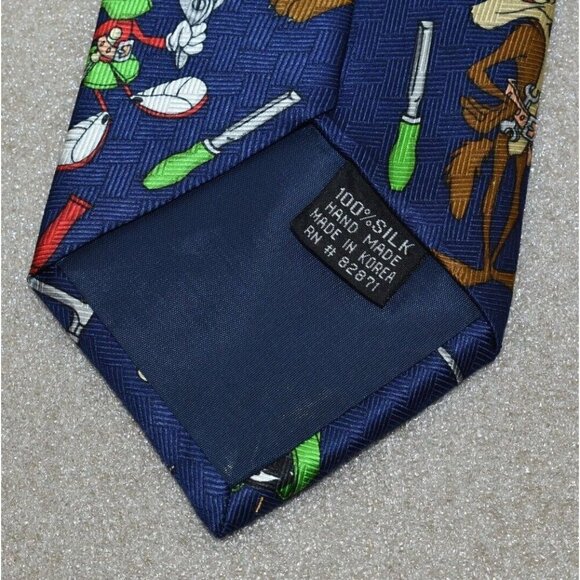 1998 Warner Bros. Classic Looney Tunes Navy Necktie Silk Marvin Daffy Taz - Picture 6 of 8